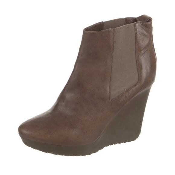 Jimmy Choo CHELSEA BROWN LEATHER WEDGE BOOT Bootie EU 36.5/US6-6.5 - Picture 1 of 4